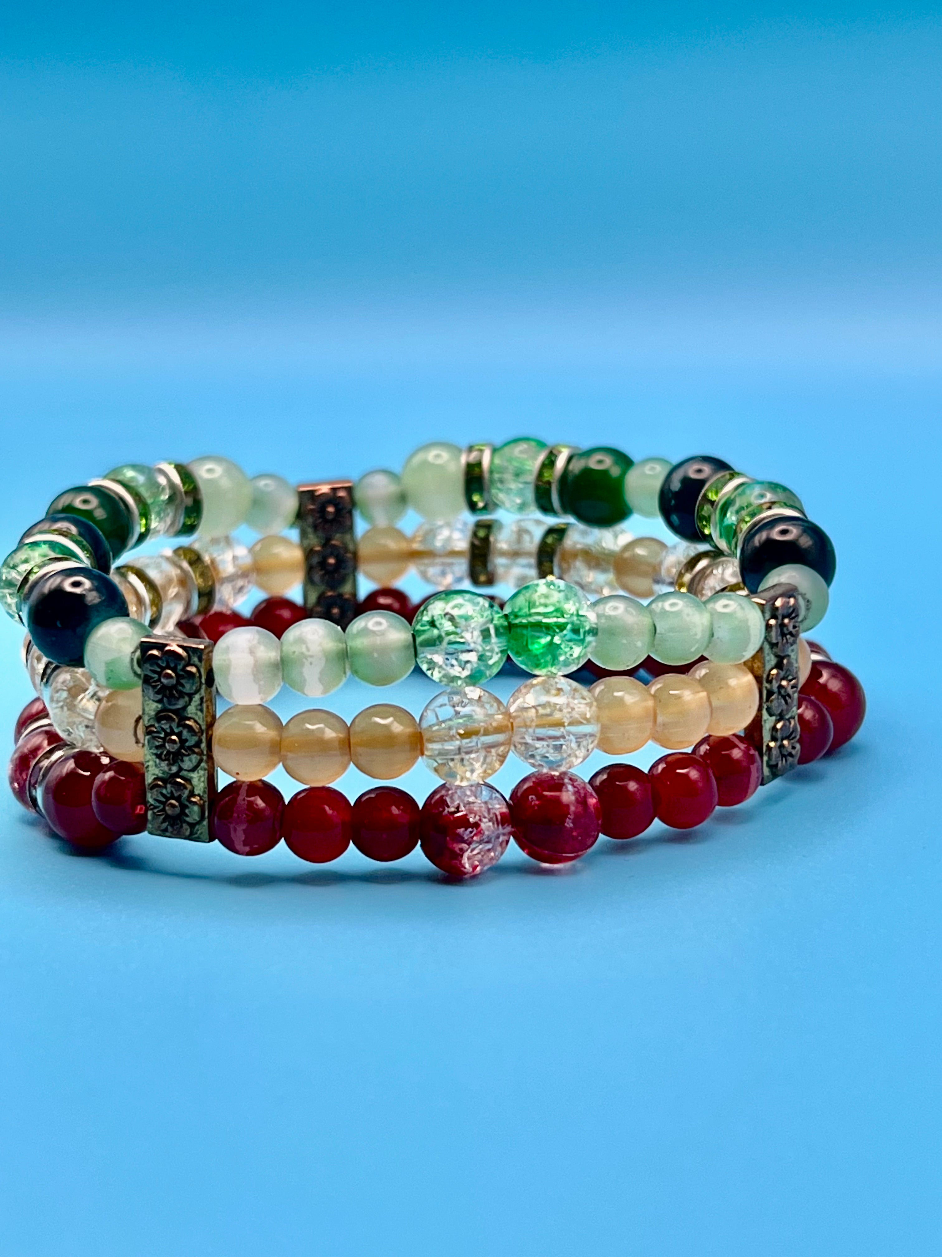 Rasta Radiance three layer bracelet