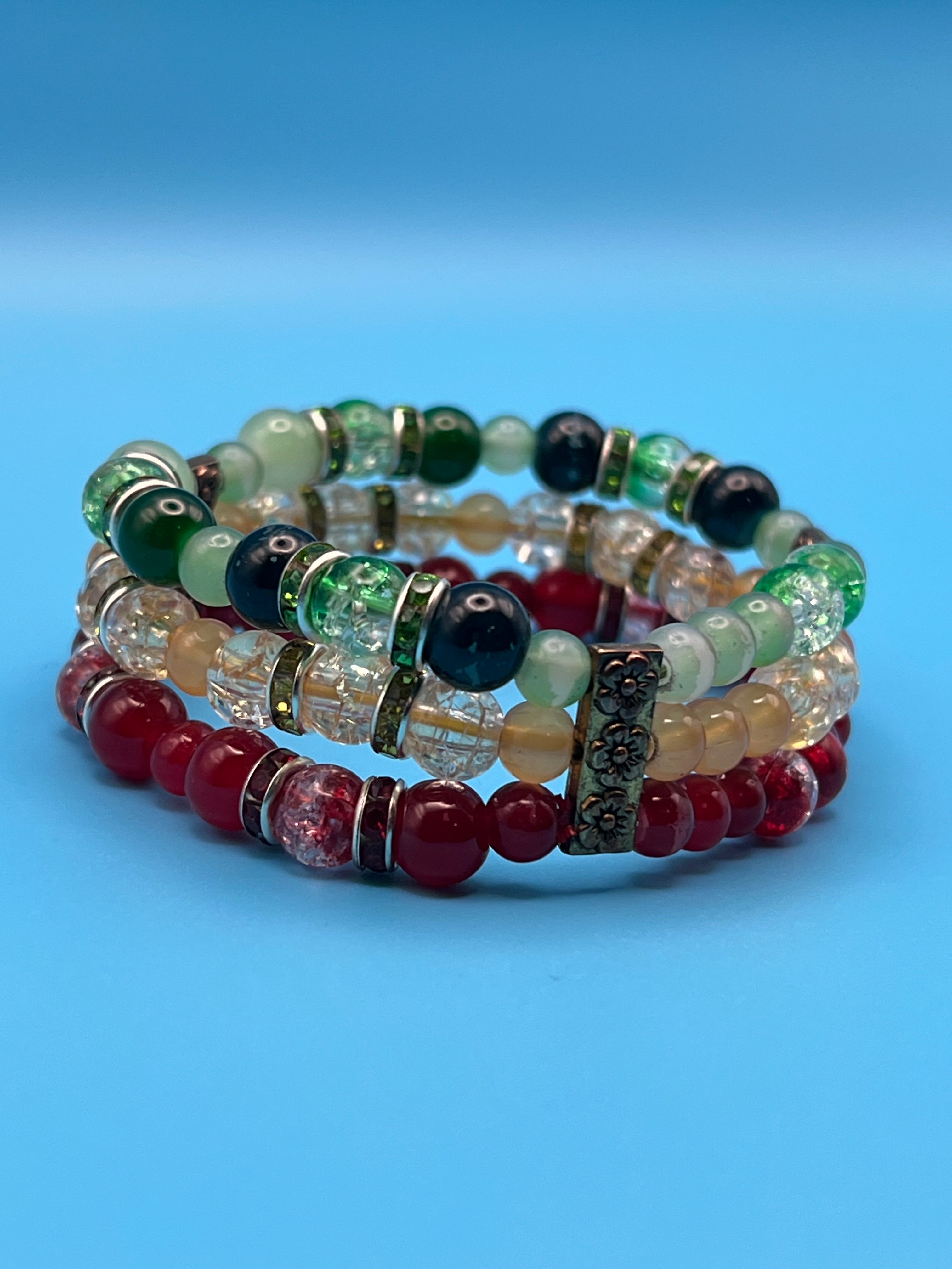 Rasta Radiance three layer bracelet