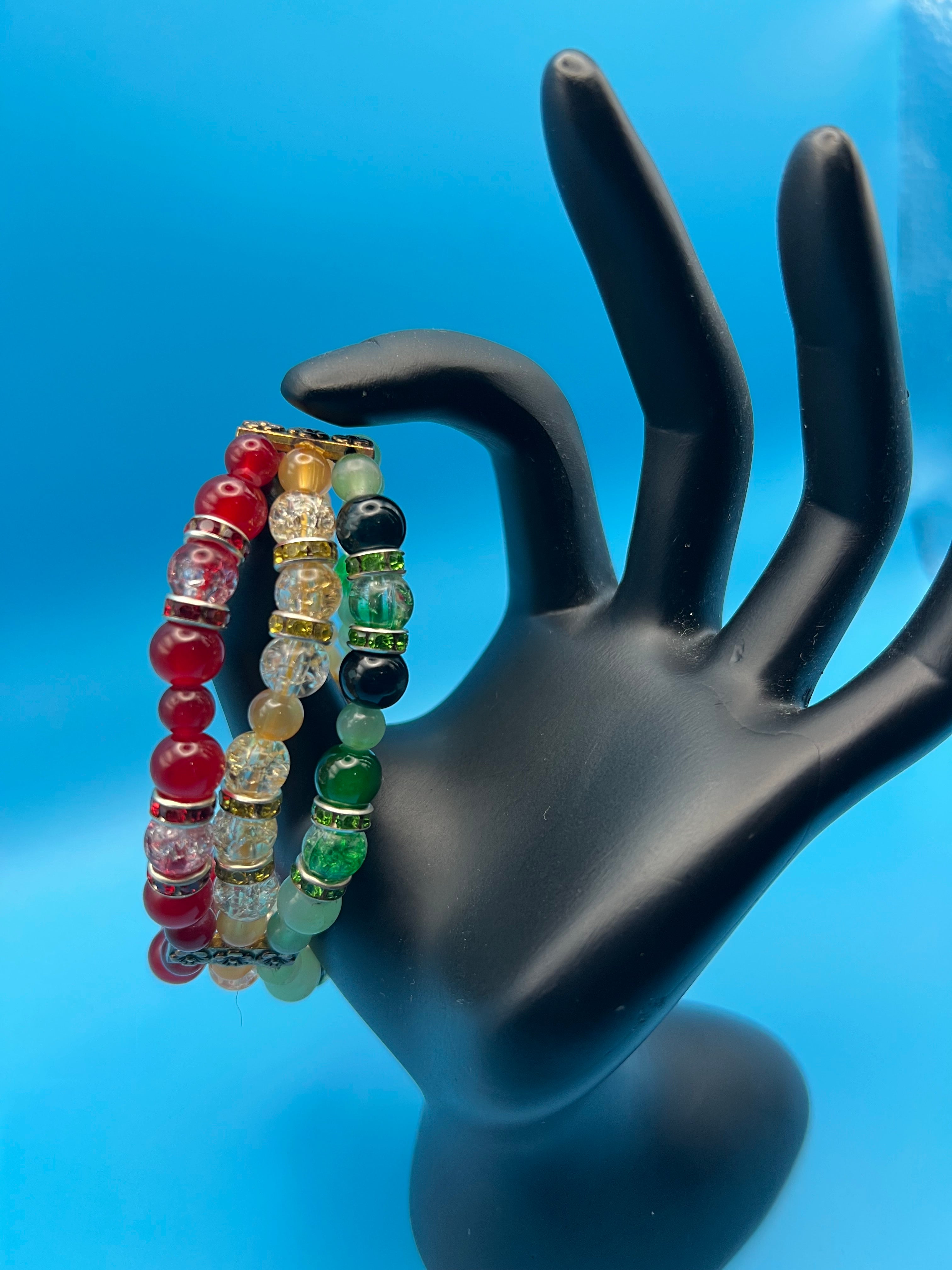 Rasta Radiance three layer bracelet