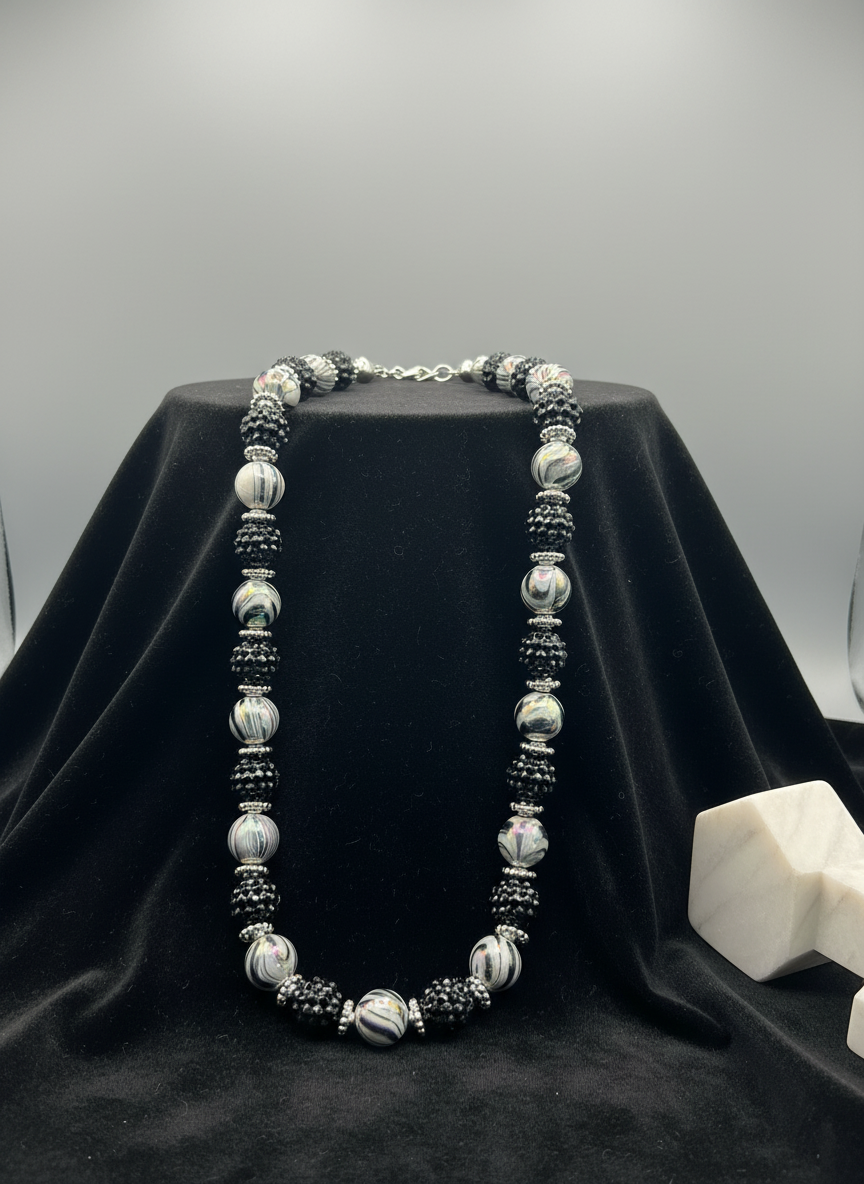 Midnight Whirl Necklace showcasing full length