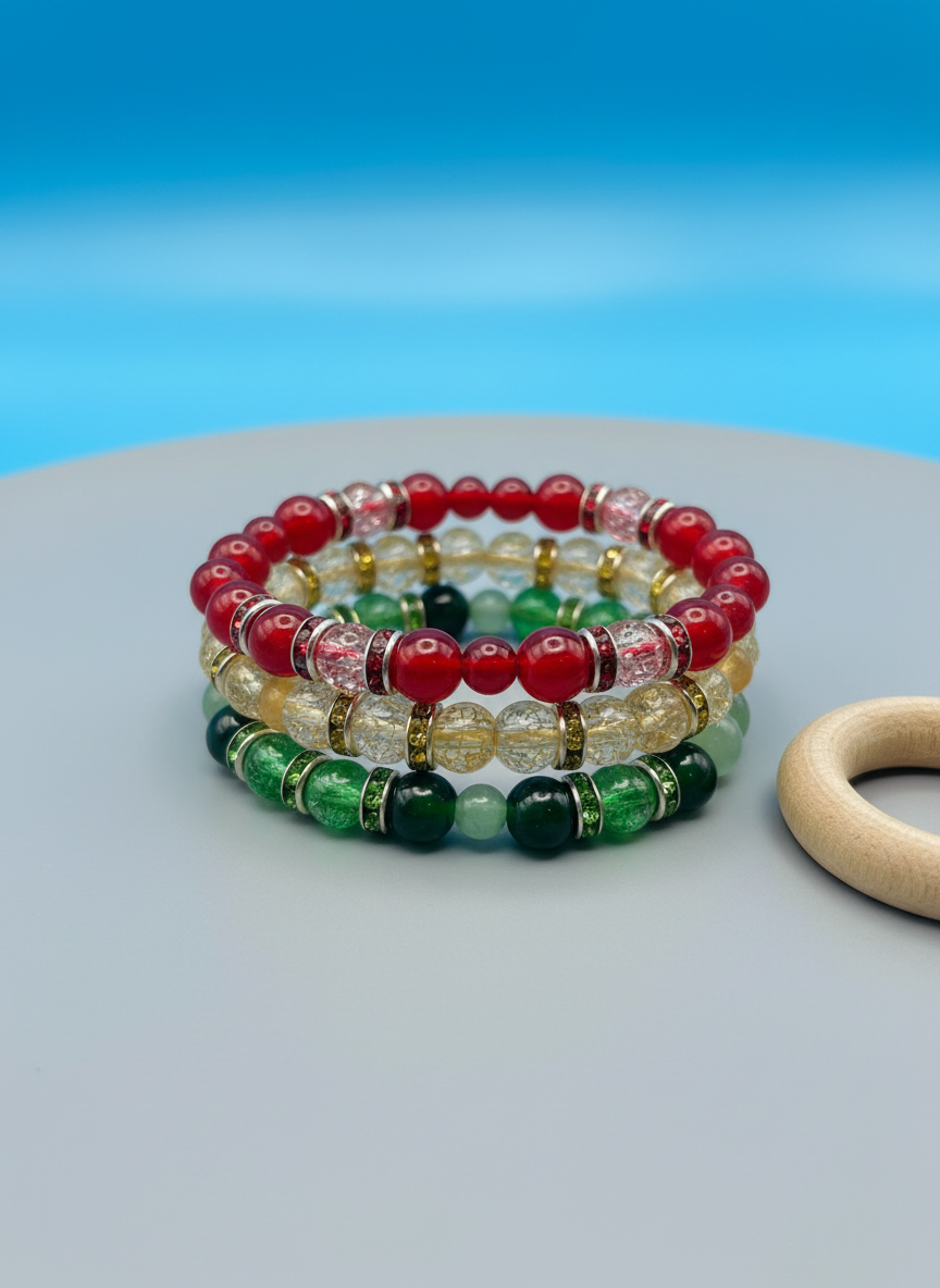 Rasta Radiance three layer bracelet